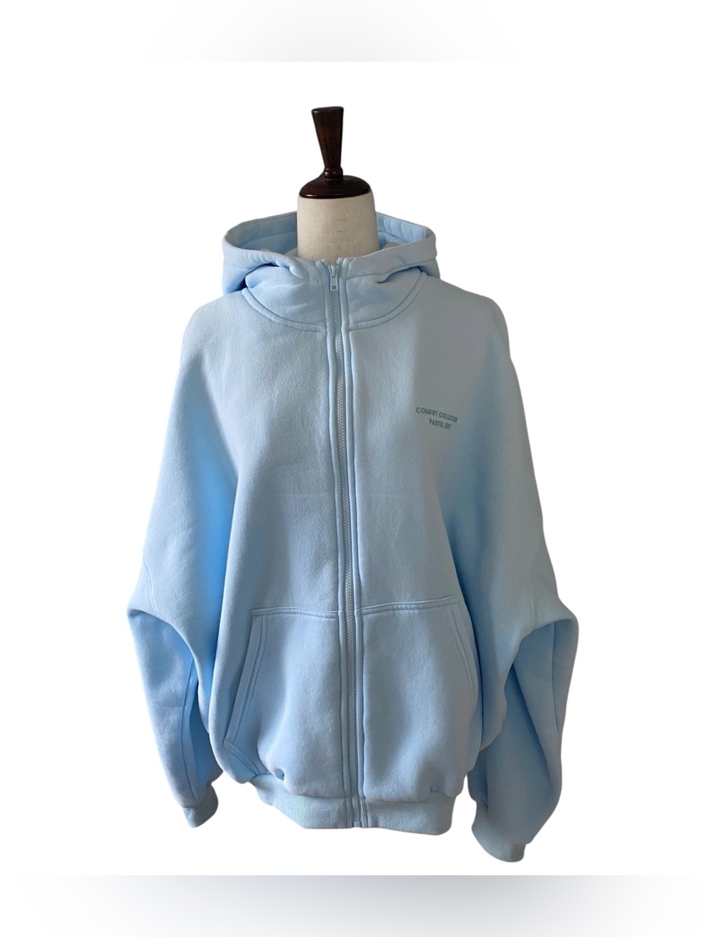 Comfrt Pastel Mega Baby Blue Heavyweight Zip Hoodie Full Zip Fleece L